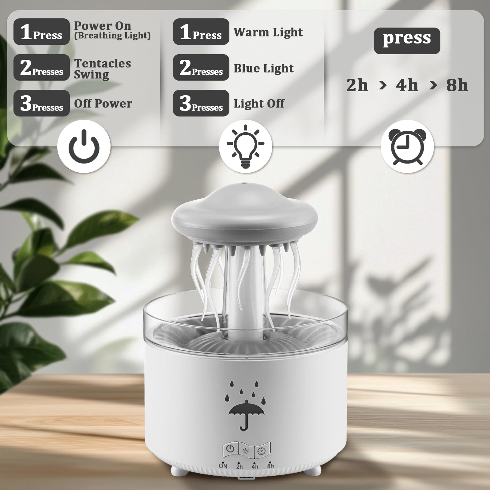 Znvyxhom diffuseur méduse LED couleur changeante et atmosphère personnalisable