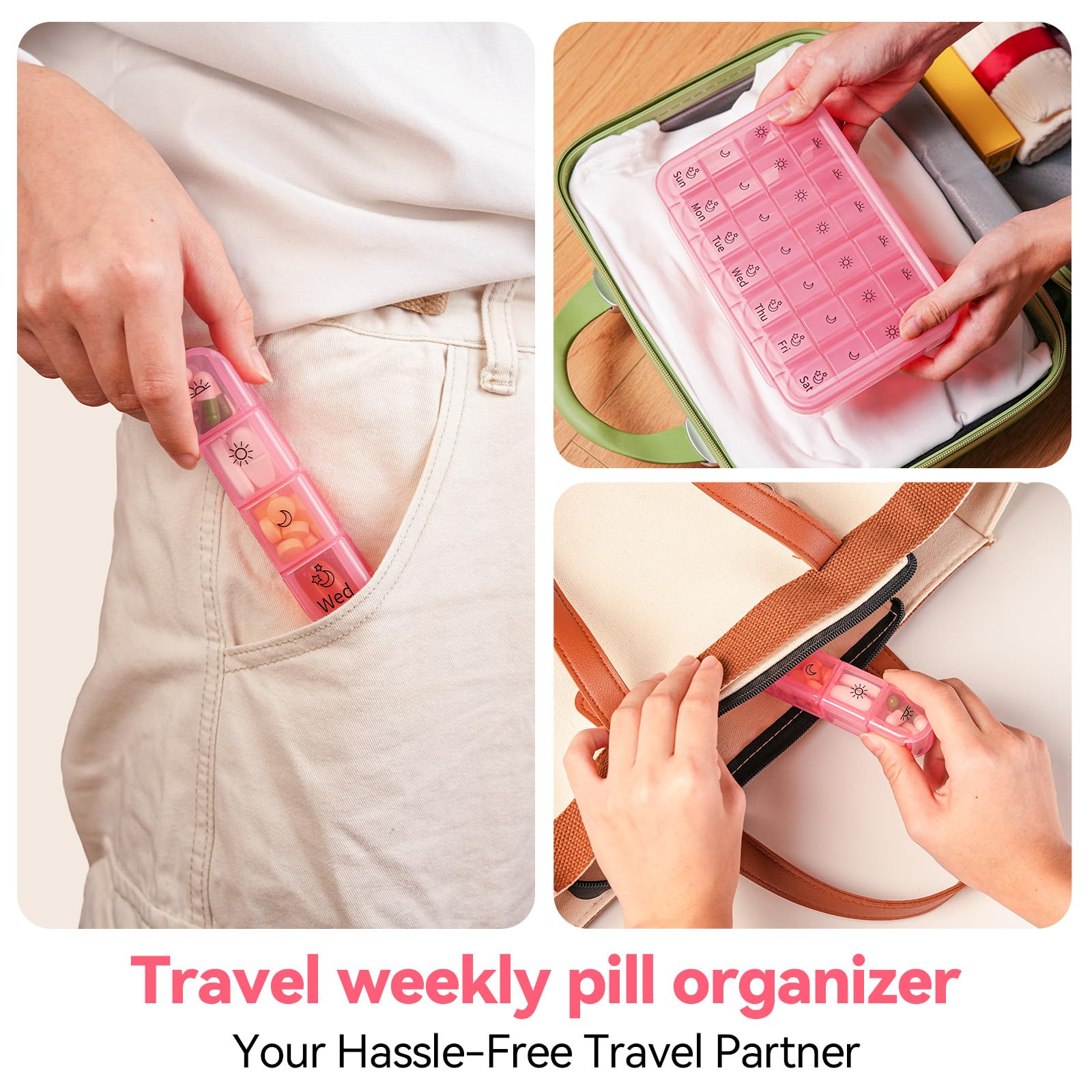 Zoksi pochette voyage pilules – légère et compacte, parfaite en voyage.