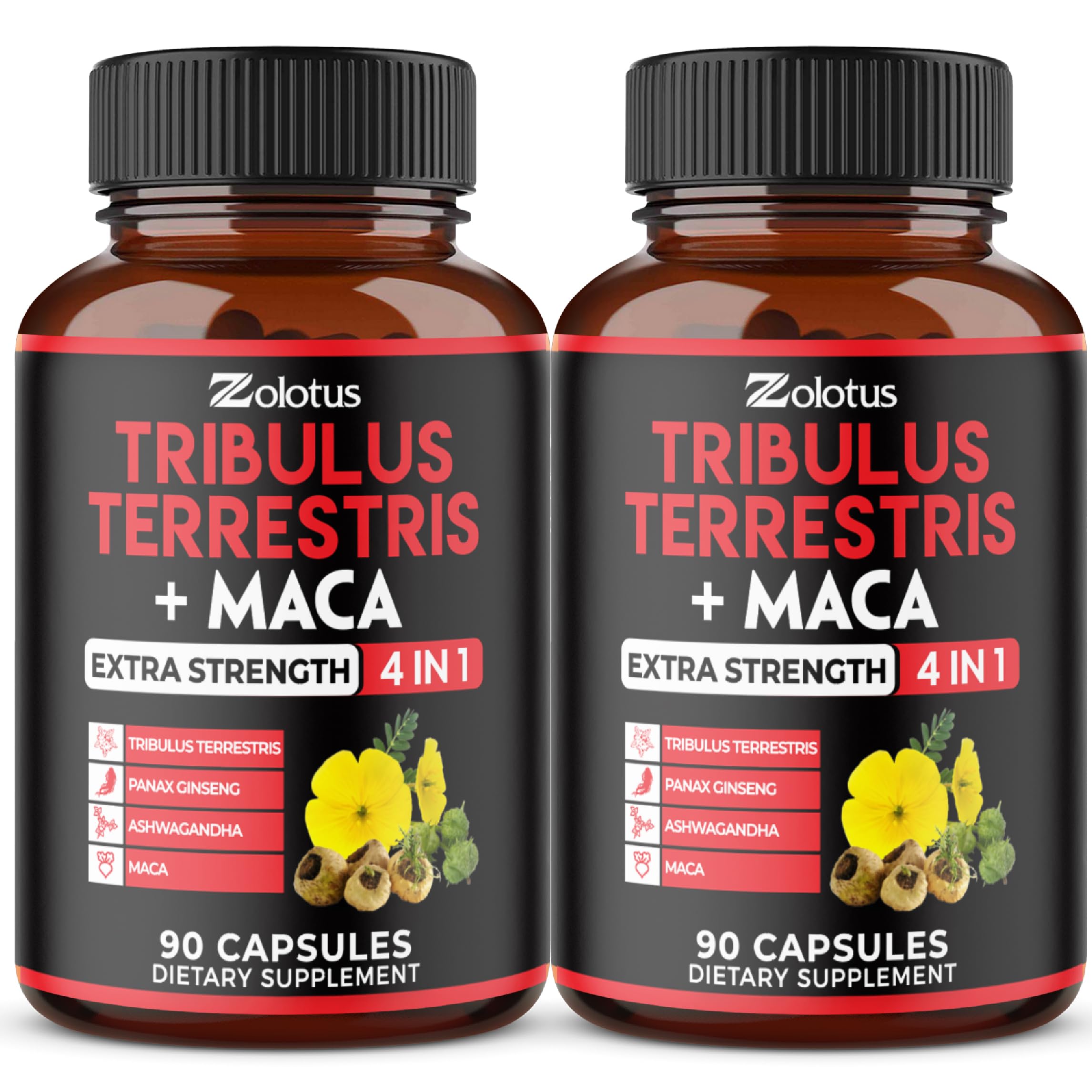 Bouteille Zolotus Tribulus Maca, énergie naturelle pour le quotidien.