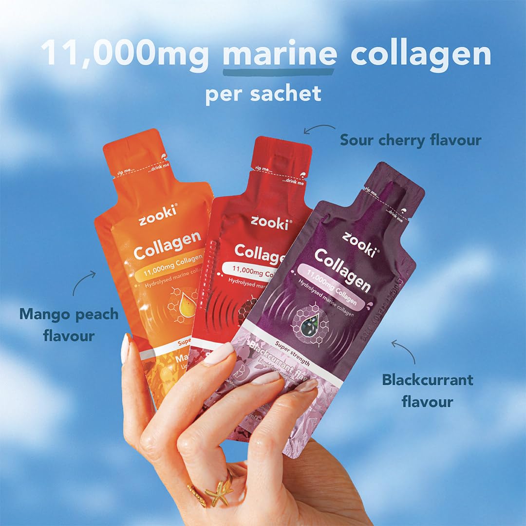 Goût Mangue-Pêche, Zooki collagène marin liquide facile à mélanger.