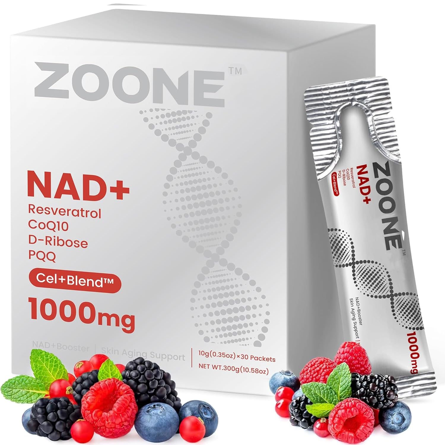 Zoone NAD Resveratrol énergie en bouteille, potentiel soutien à la vitalité quotidienne