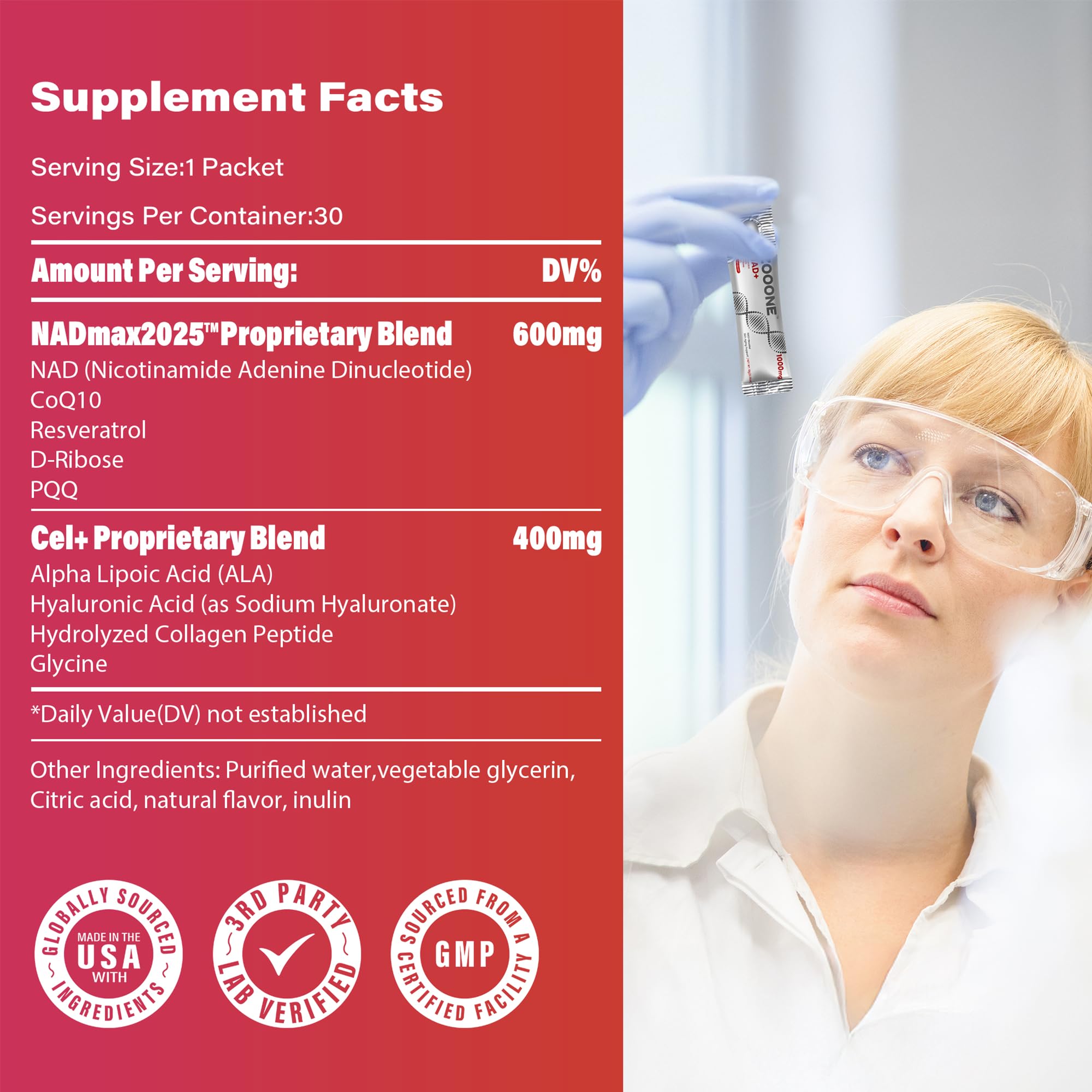 ZOOONE NAD+ Formule liquide offrant meilleure absorption et biodisponibilité.