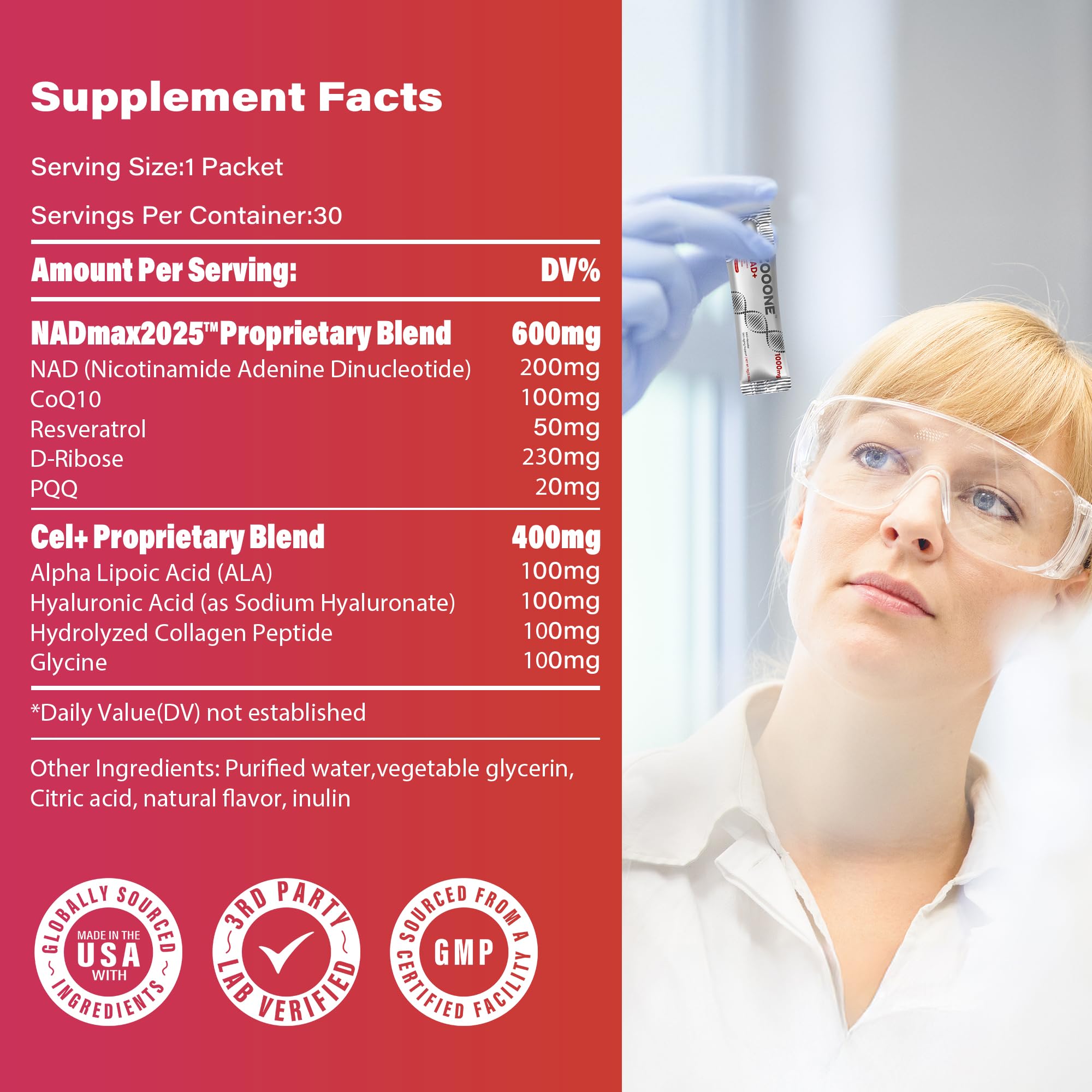 Zooone NAD+ 1000 mg – fabriqué aux États‑Unis, qualité élevée