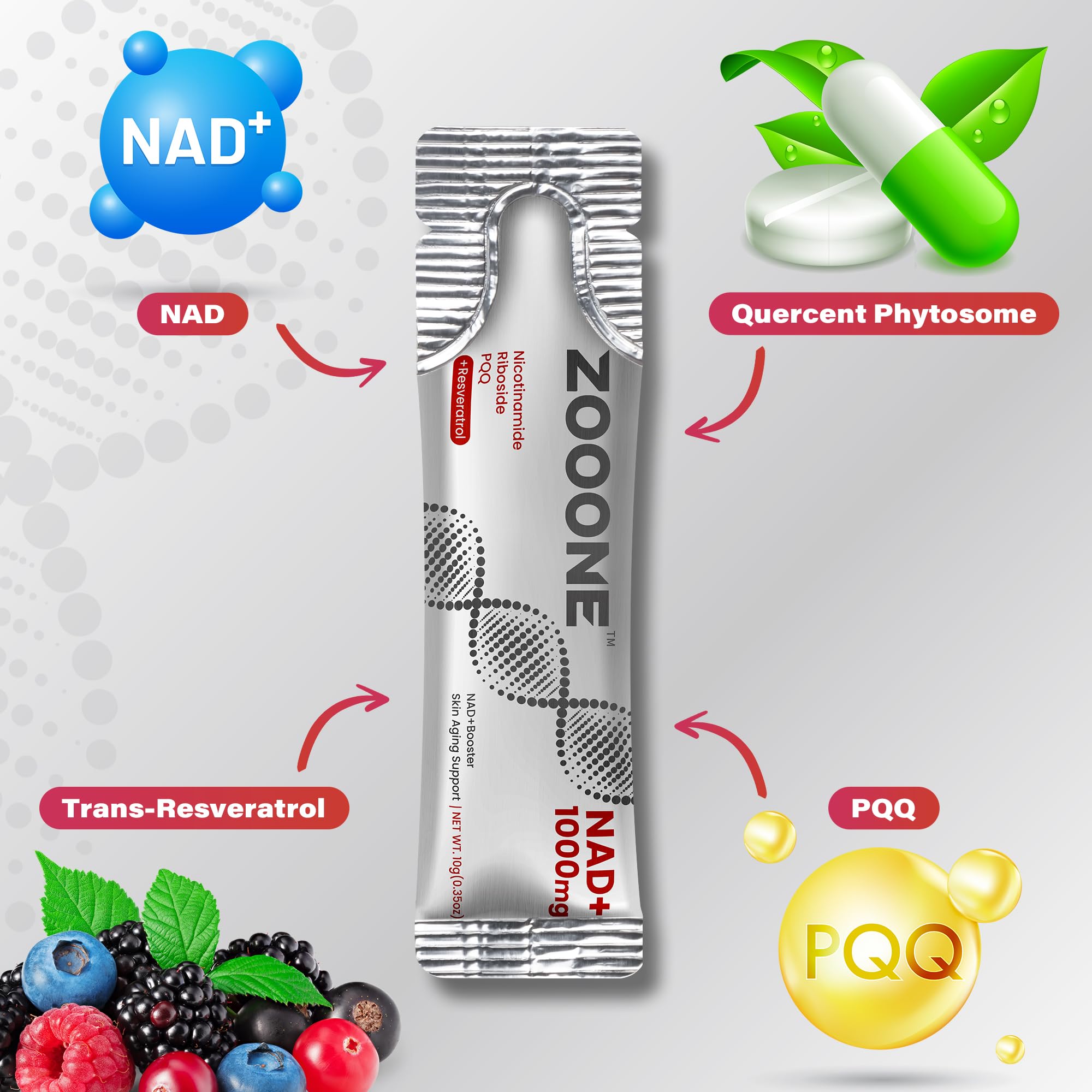 Zooone NAD+ 1000 mg – flacon-doseur pratique pour la routine quotidienne