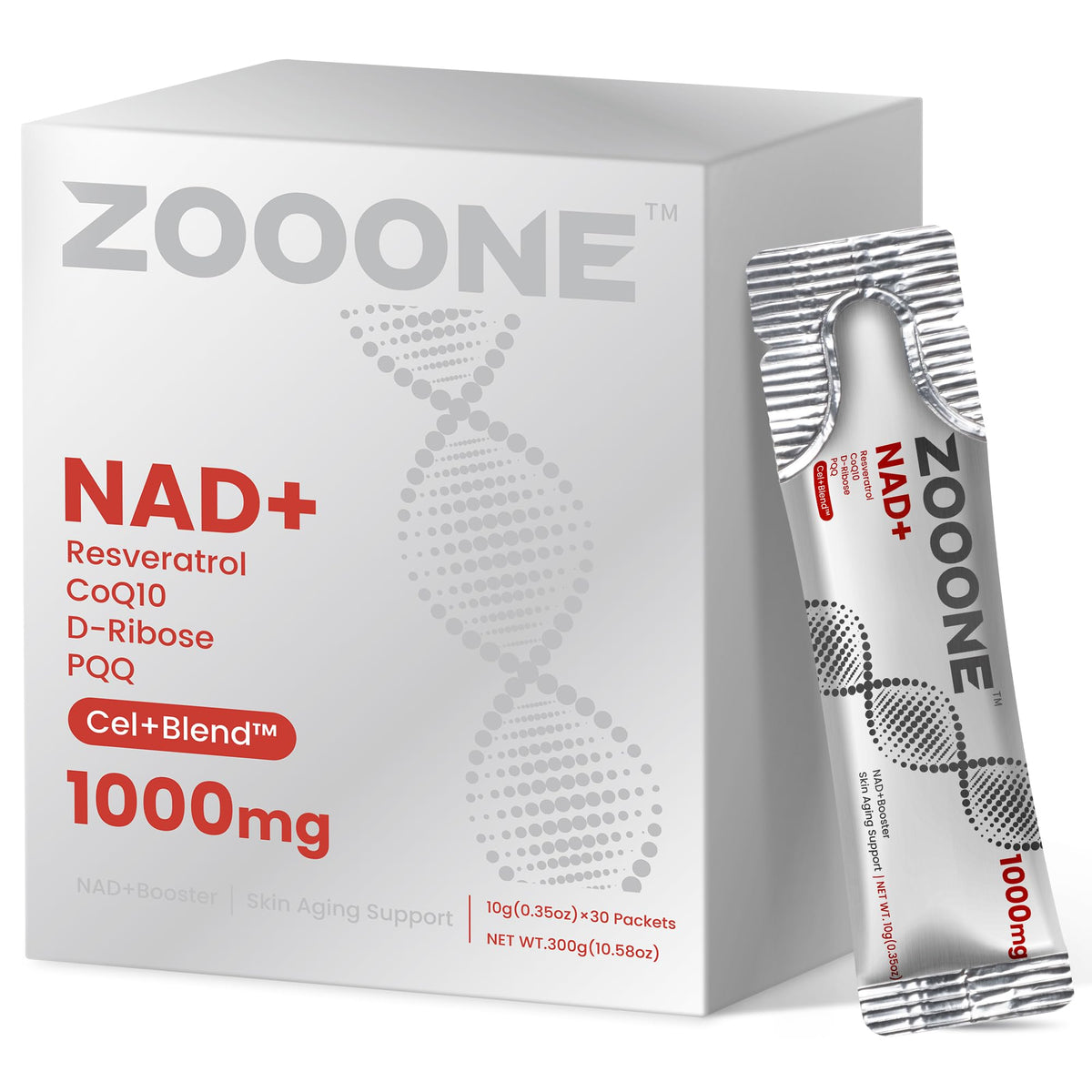 Zooone NAD+ 1000 mg – sachets liquides, absorption rapide après l’effort