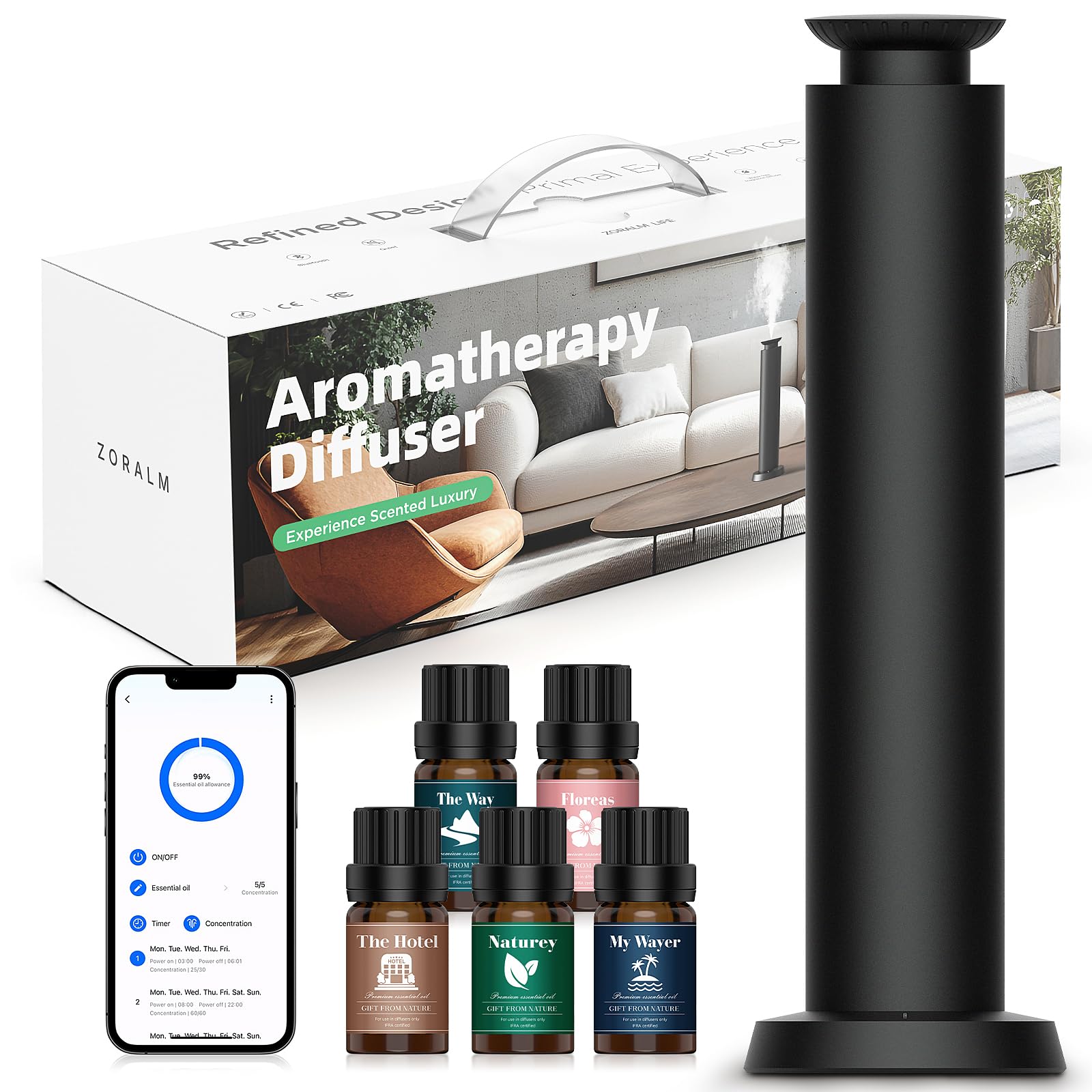 Diffuseur ZORALM sans fil avec batterie intégrée et autonomie longue.