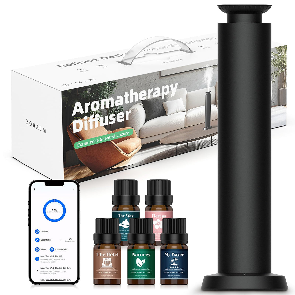 Diffuseur ZORALM sans fil avec batterie intégrée et autonomie longue.