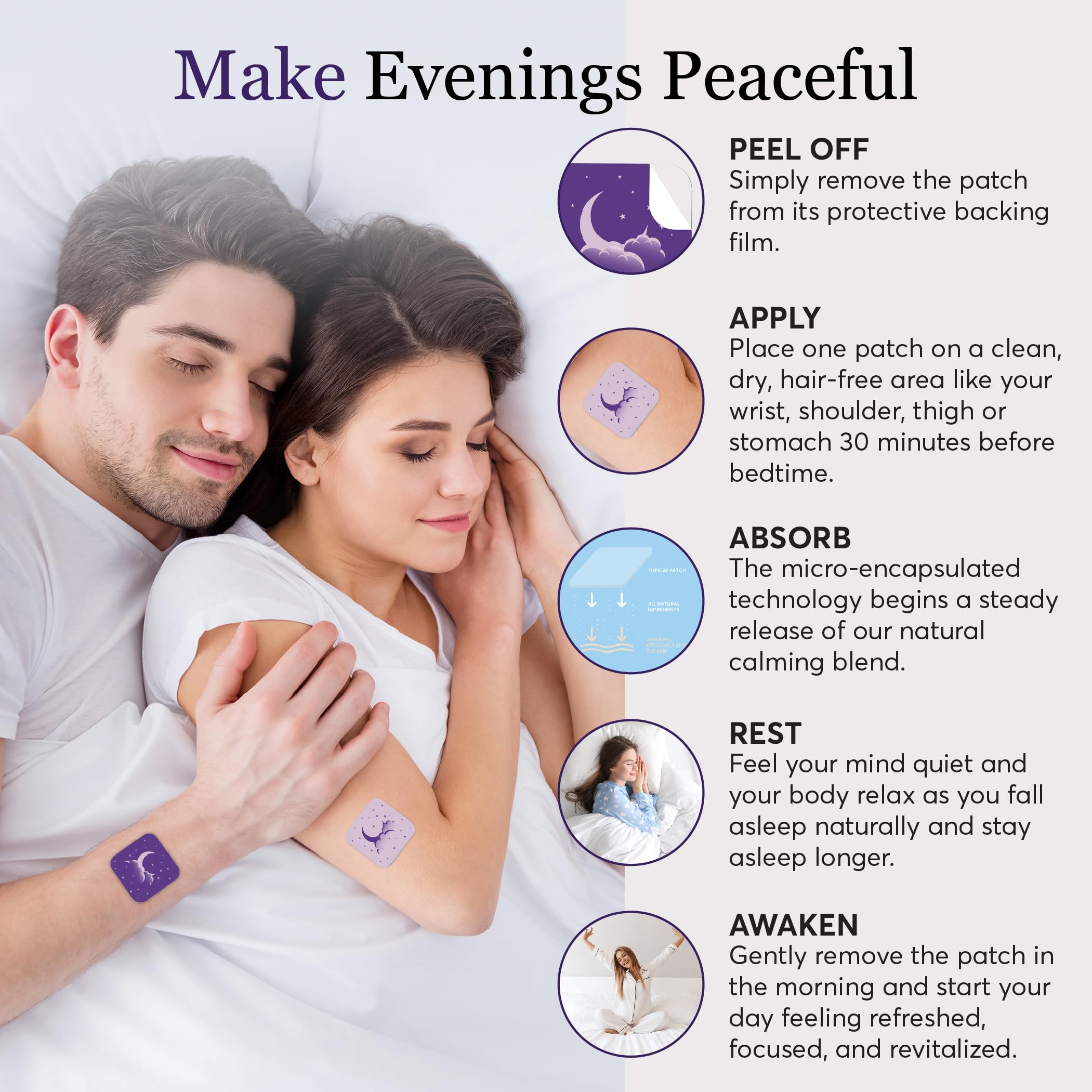 Patch Zovira Sleep Patches sur l'avant-bras en utilisation nocturne.