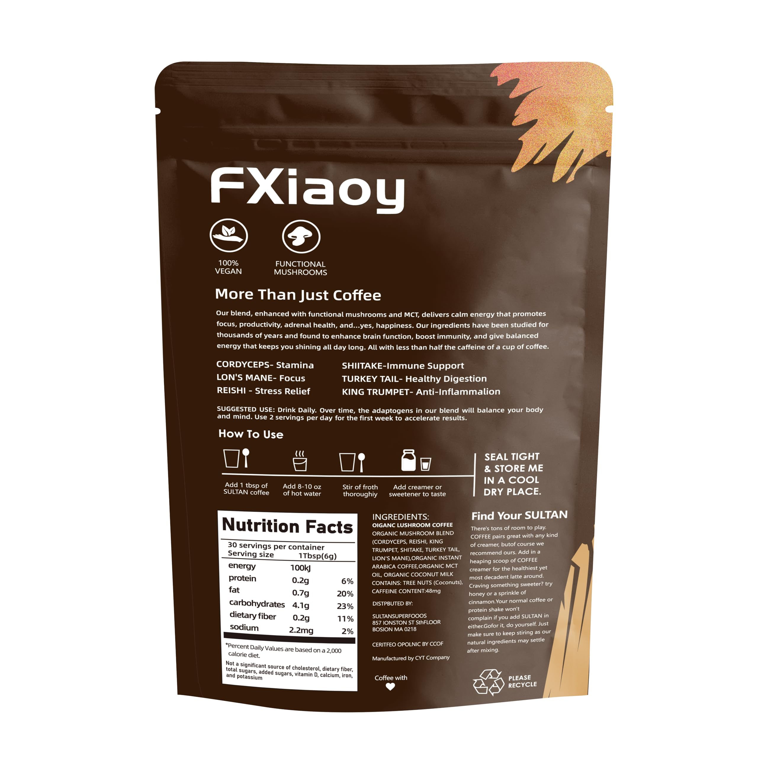 Café aux champignons ZREVSB – effet prébiotique doux pour le confort digestif.