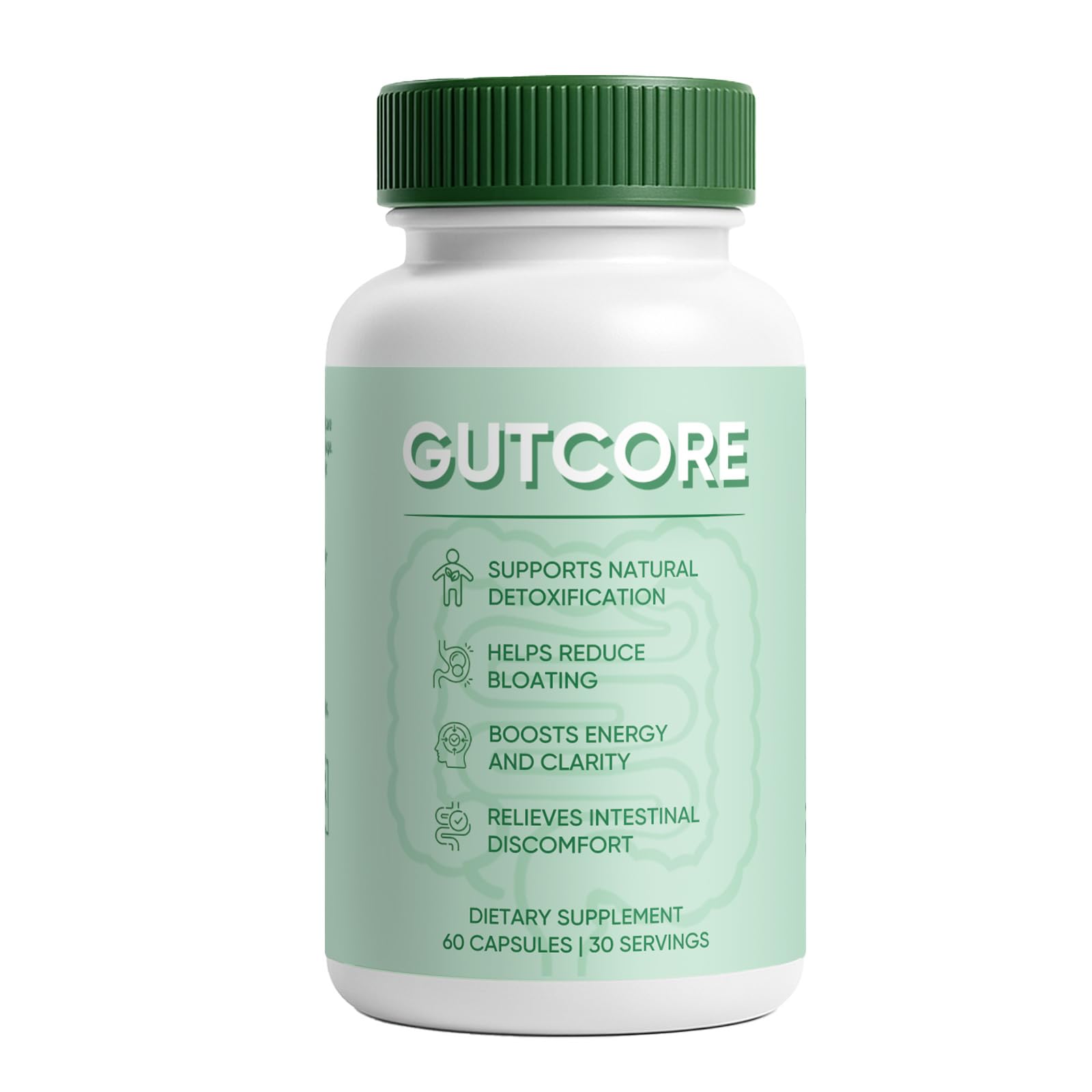 La bouteille ZRRTXV GutCore contient des capsules faciles à prendre pour le confort digestif quotidien.