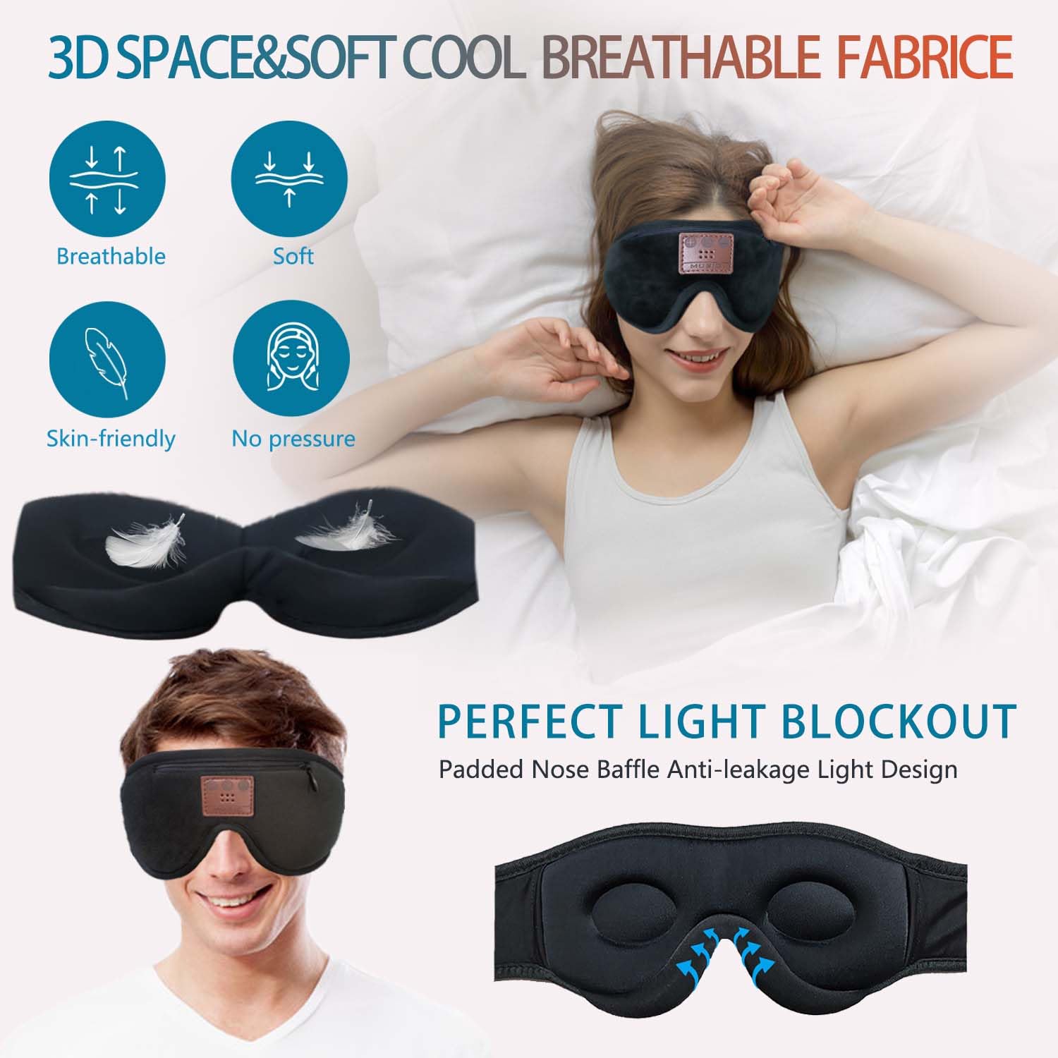 ZRUHIG design 3D et mousse mémoire, confort sans pression autour des yeux