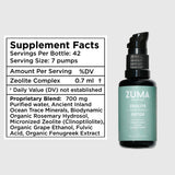 Zuma Nutrition Zeolite Tonique gouttes utilisées dans l'eau pour une expérience rafraîchissante.