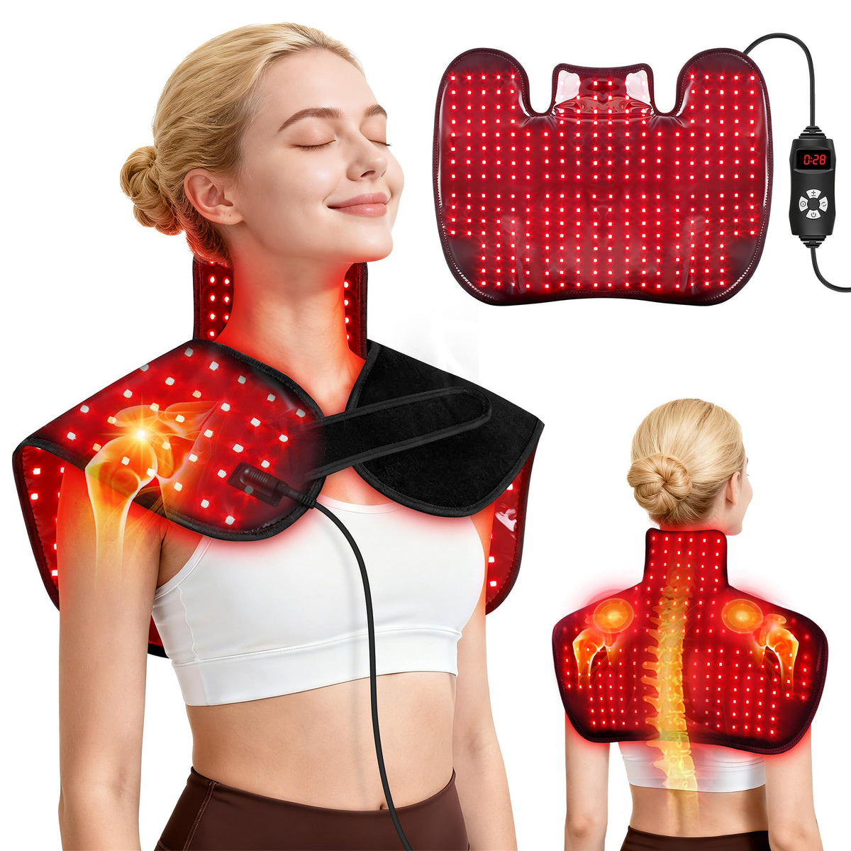 ZUOHE bandeau lumière rouge sur le cou et épaules, relaxation musculaire potentielle.