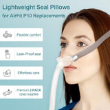 Coussins AirFit P10 ZURNMED sans latex pour peau sensible et irritation réduite.