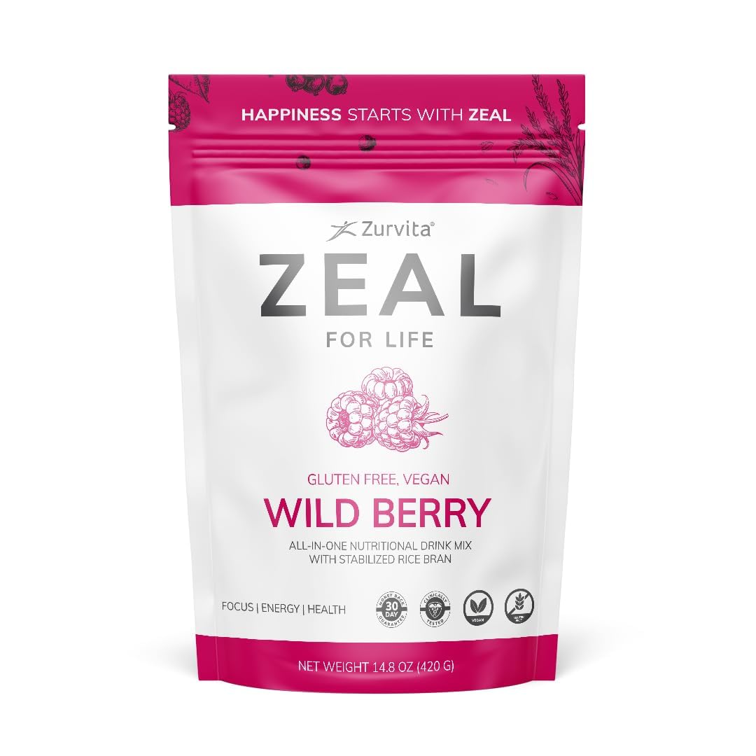 Zeal for Life de Zurvita en verre avec poudre et glaçons, idéal pour démarrer la journée