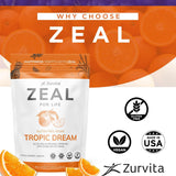 Zurvita Zeal pour la vie — gros plan sur le gout, profil aromatique fruité.