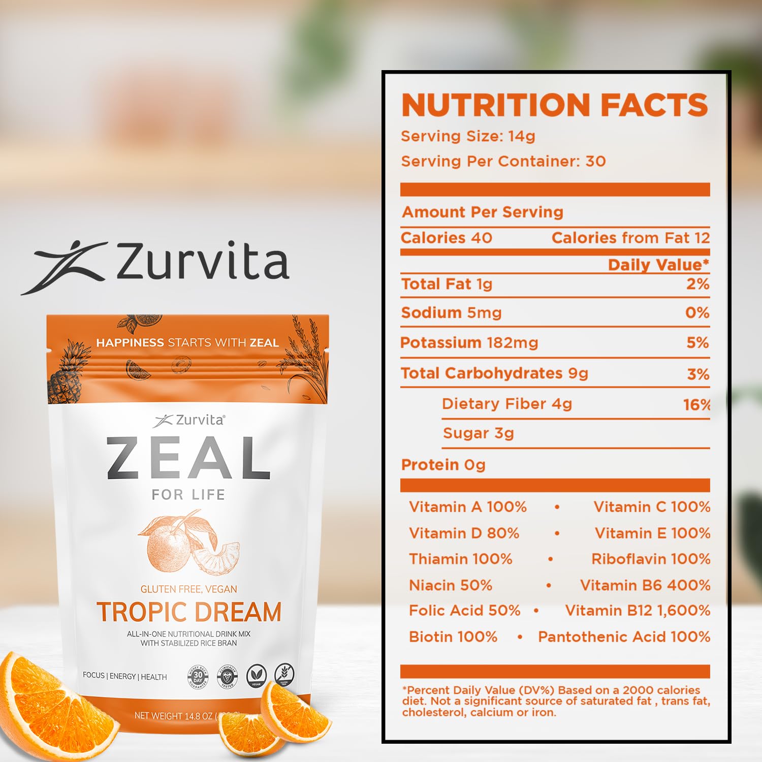 Zurvita Zeal pour la vie — sachet dose, preparation pratique au quotidien.