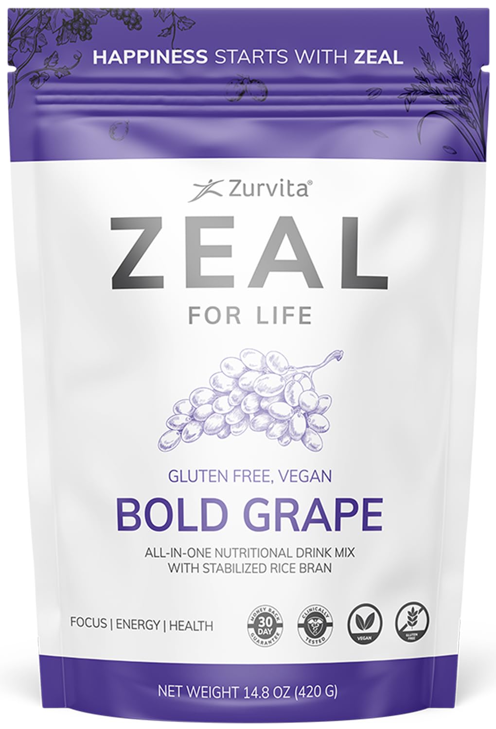 Zurvita Zeal pour la Vie, bouteille raisin audacieux, énergie et bien-être potentiels.