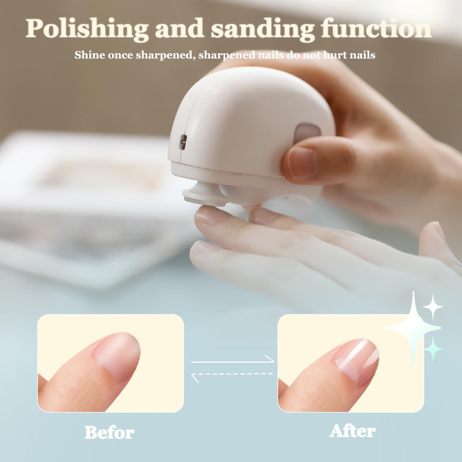 Polissage doux avec Zuxify pour obtenir des ongles nets et lisses.