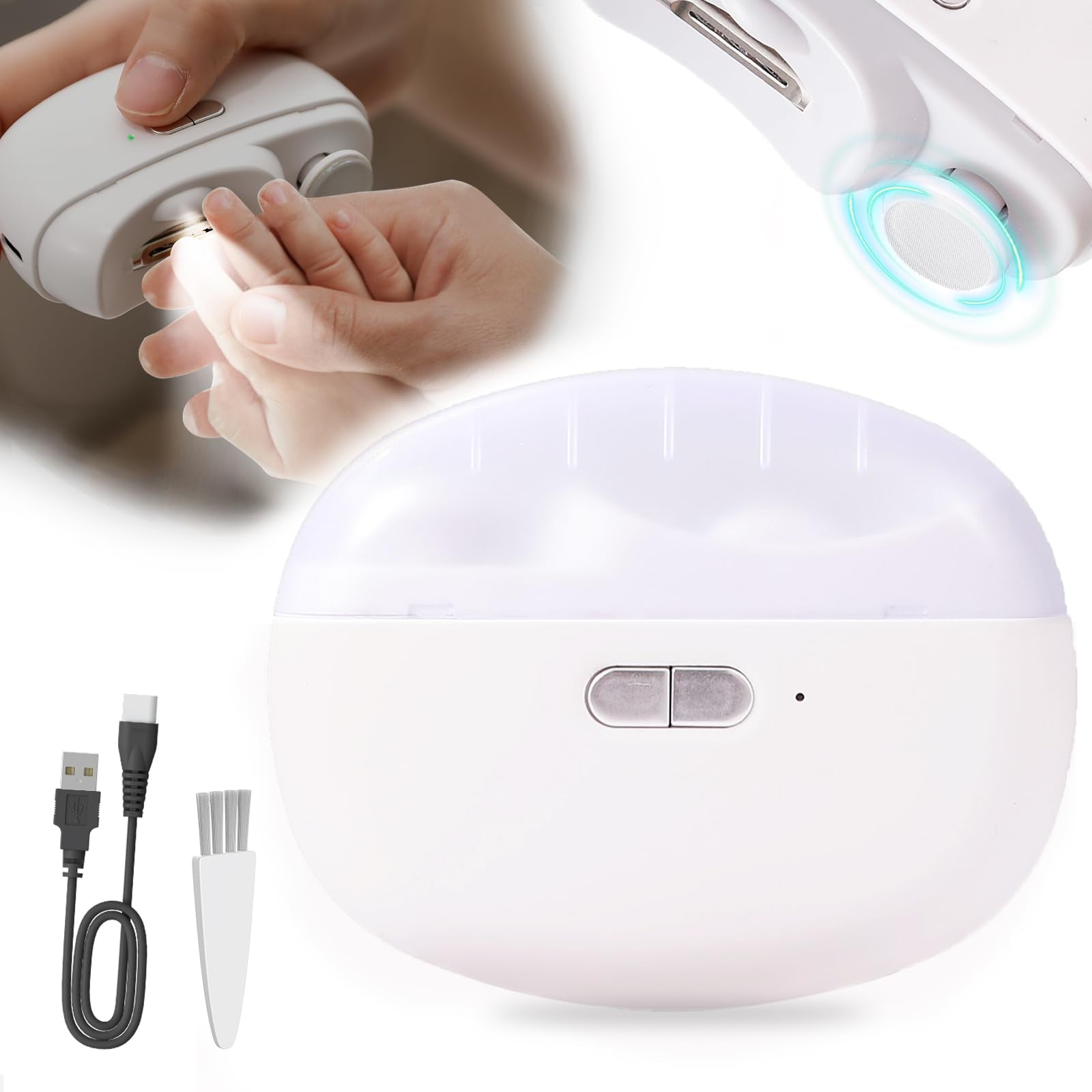 Tondeuse d'ongles bébé Zuxify avec LED pour une coupe précise et sûre.