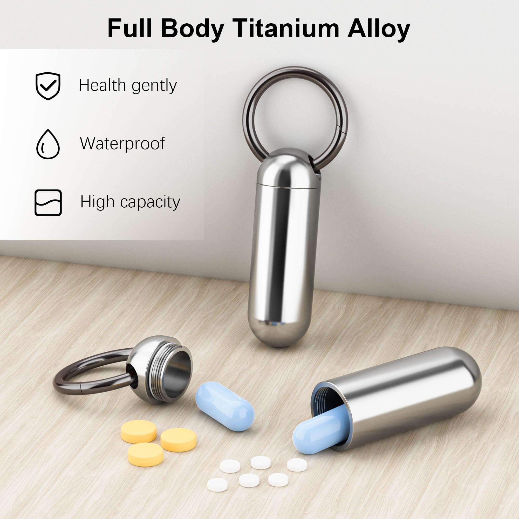 ZXLLM Capsule titane compacte, transport facile dans poche ou sac