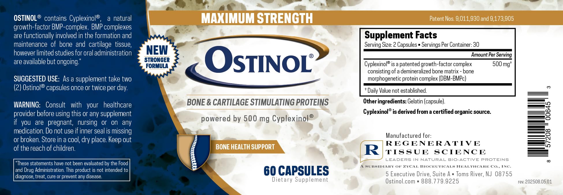 Dosage recommandé Ostinol ZYCAL: deux capsules par jour pour les besoins quotidiens.
