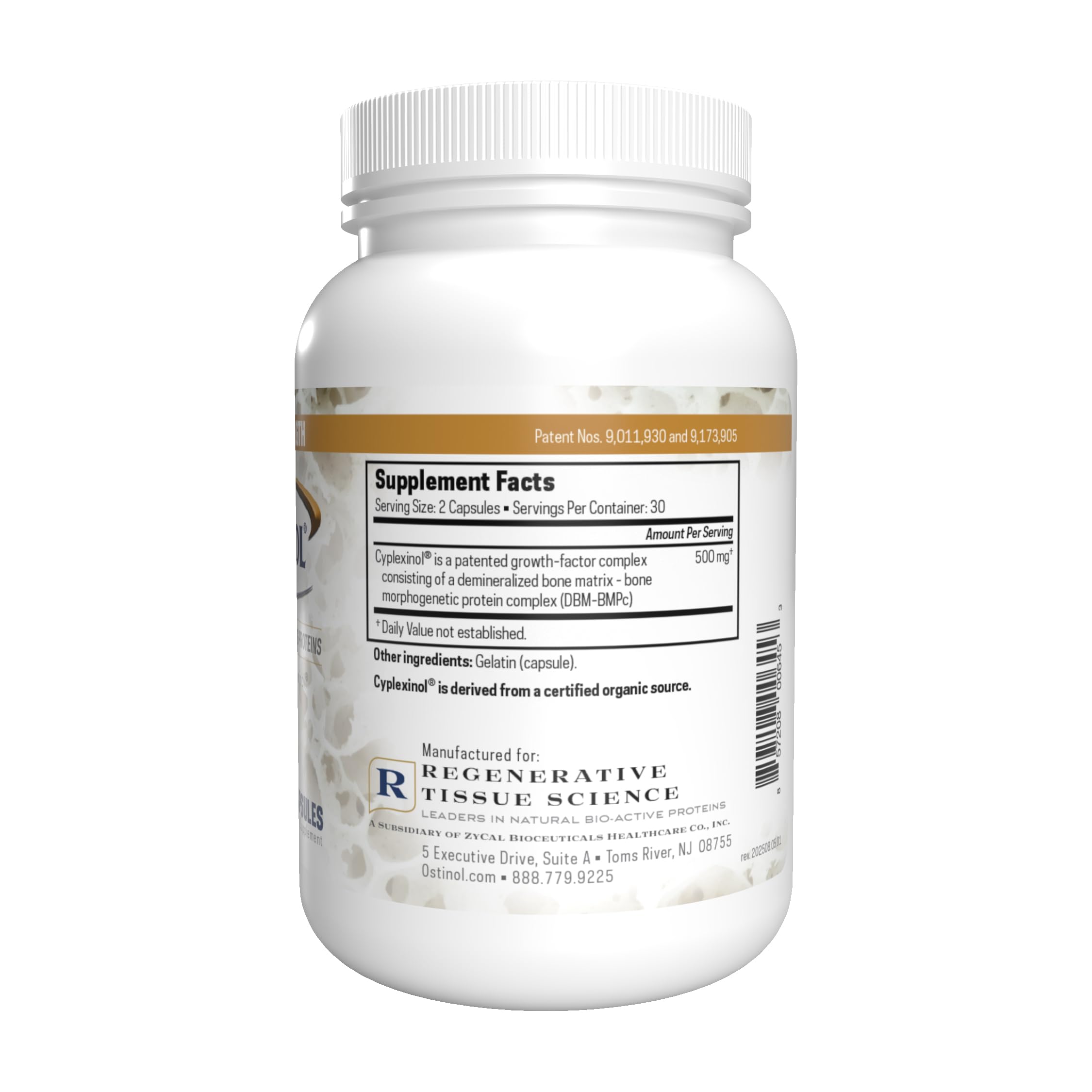 Ingrédients naturels Ostinol ZYCAL soutiennent le tissu osseux et le cartilage.