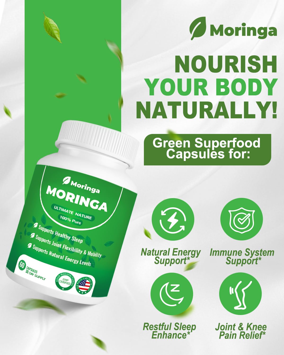 Moringa ZyliaVitaX, peau saine grâce aux nutriments essentiels.