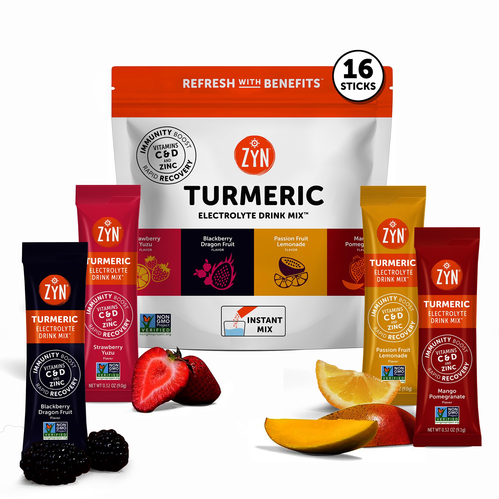 ZYN Electrolyte Drink Mix fraise-yuzu, hydratation rafraîchissante au quotidien.