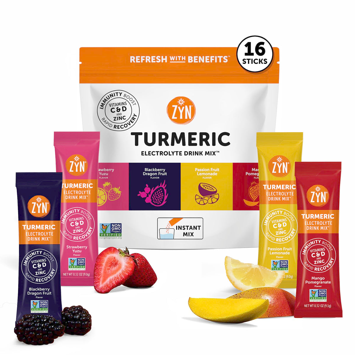 ZYN Electrolyte Drink Mix fraise-yuzu, hydratation rafraîchissante au quotidien.