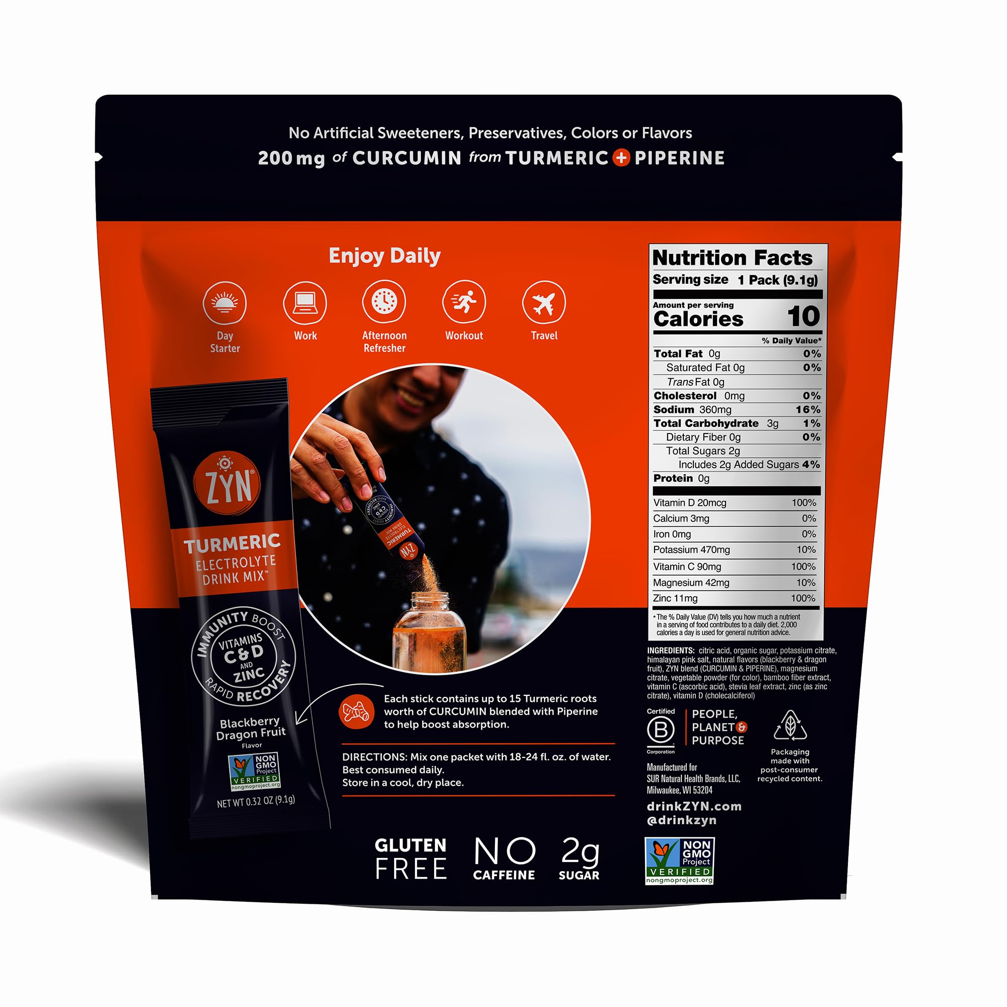 Poudre ZYN curcumine-de-curcuma pour soutenir potentiellement la récupération.