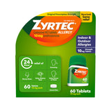 Zyrtec, bouteille 24h, peut aider à soulager les allergies.