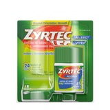 Bouteille Zyrtec 24h, soulage rapidement les allergies.