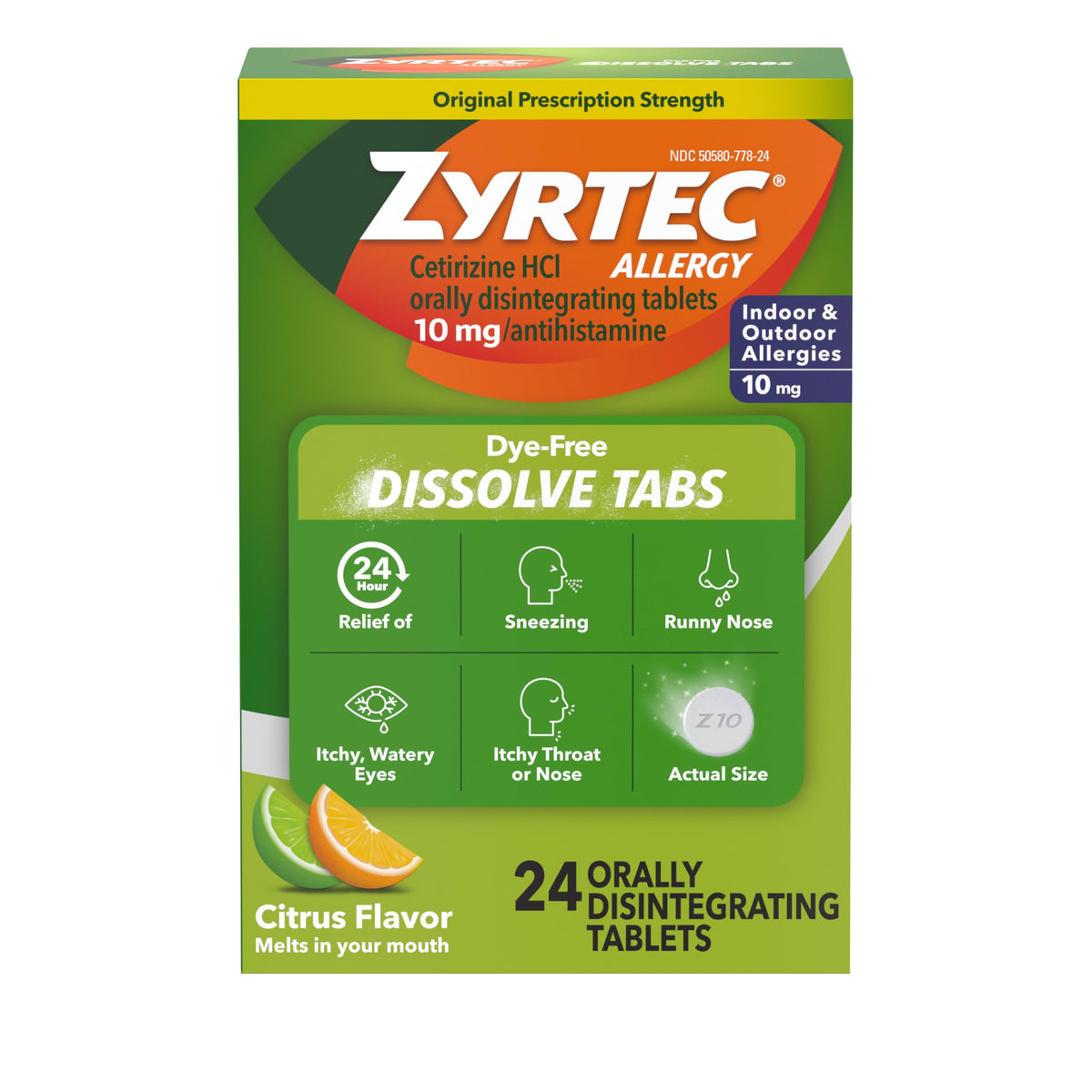 Zyrtec Bouteille 24h sans colorant, pour un confort durable face aux allergies.