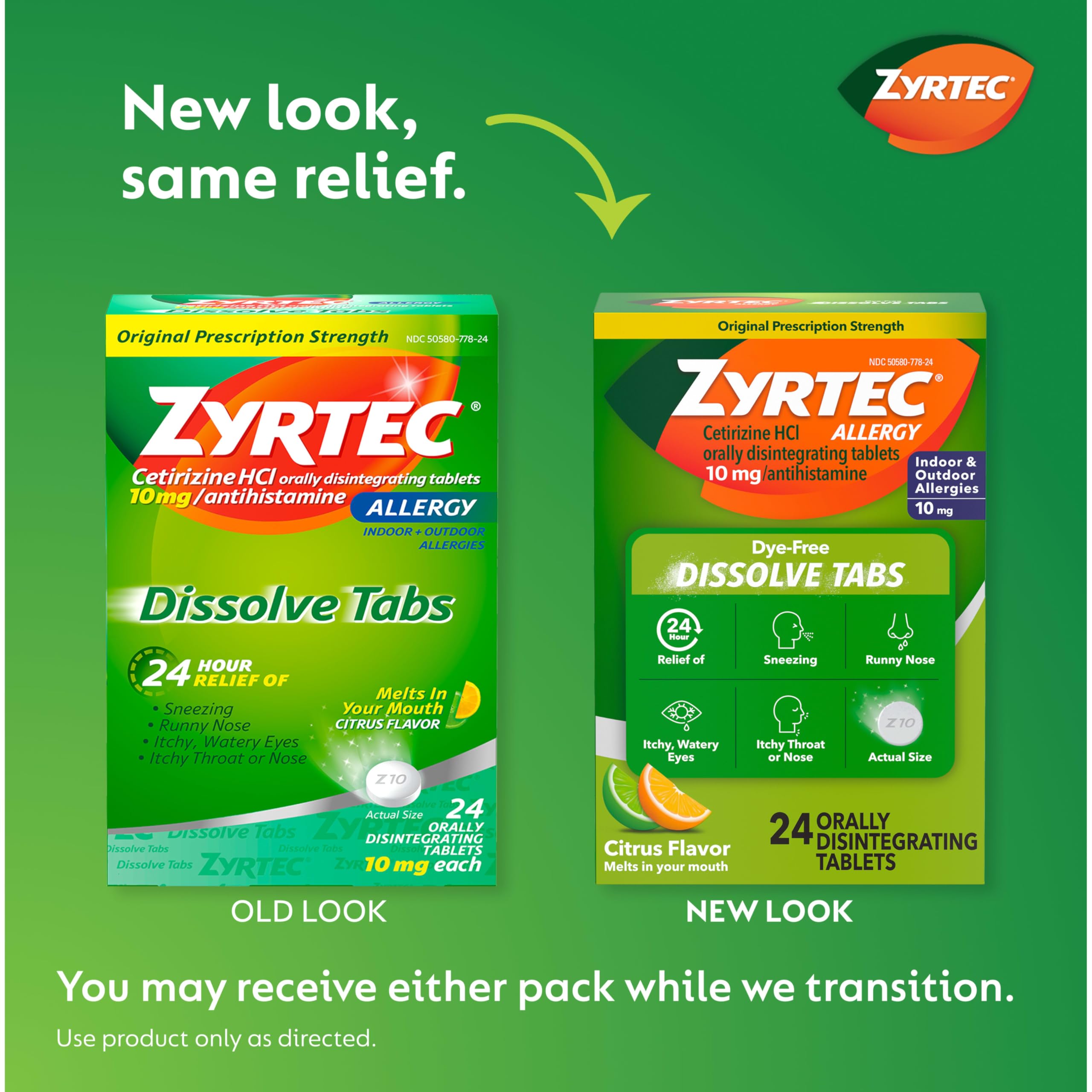 Zyrtec Comprimés Dissous Citron pour démarrage rapide des symptômes.