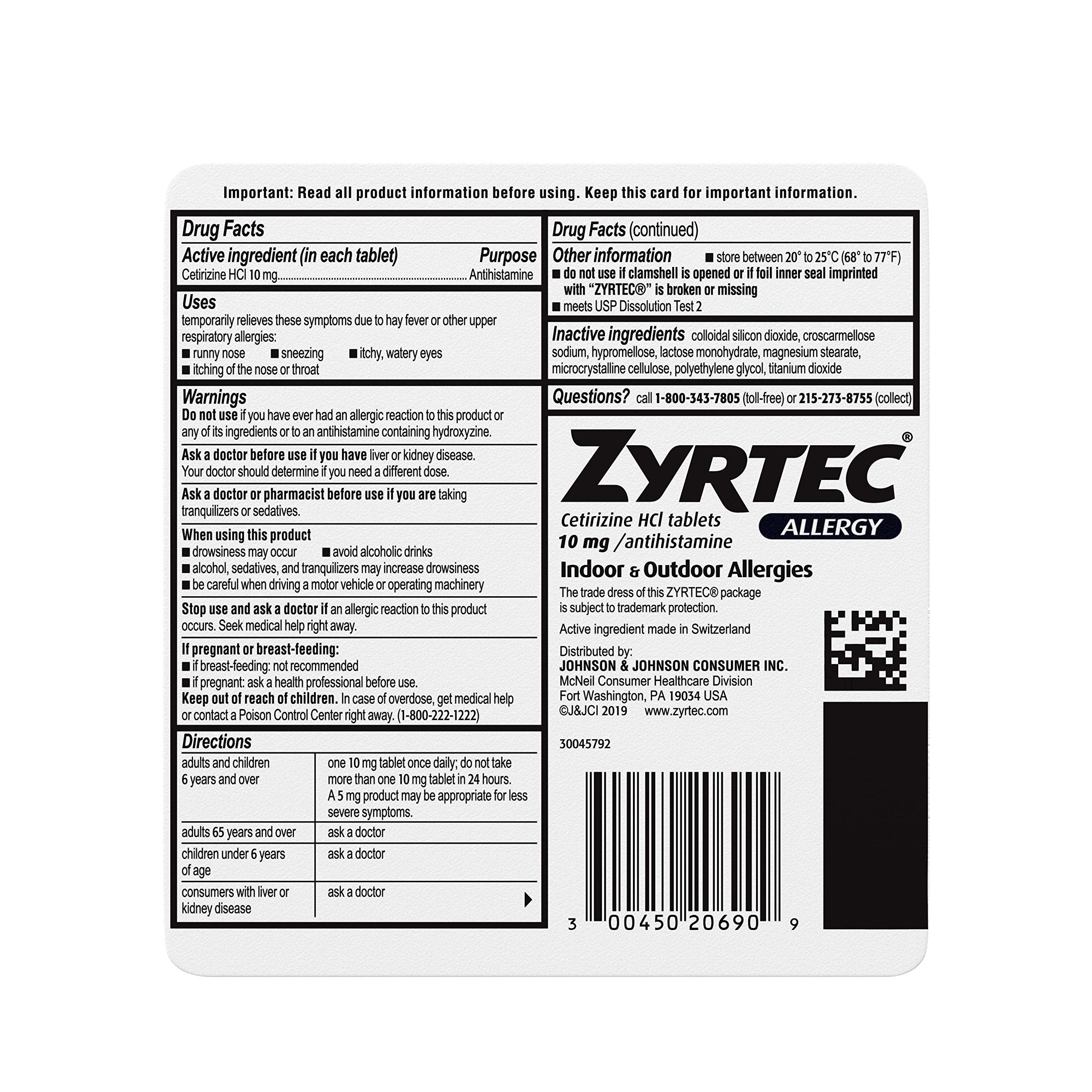 Zyrtec: dose quotidienne facile à intégrer dans votre routine.