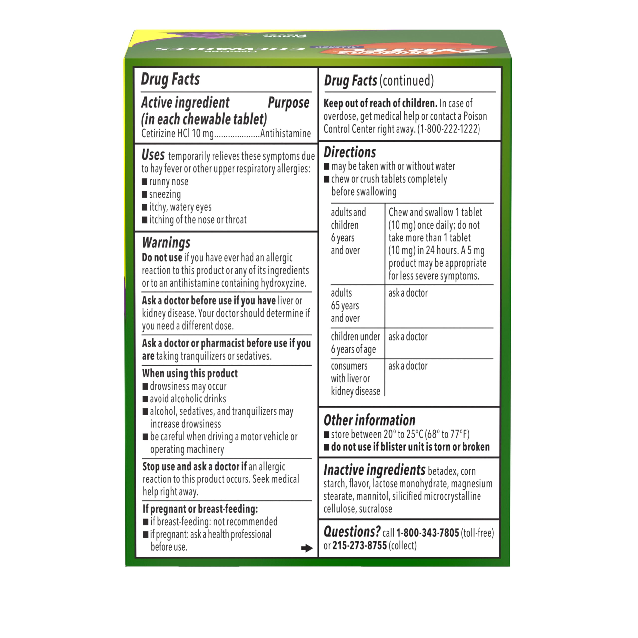 Zyrtec Enfant allergies plein air et intérieur, usage tout au long de la journée.