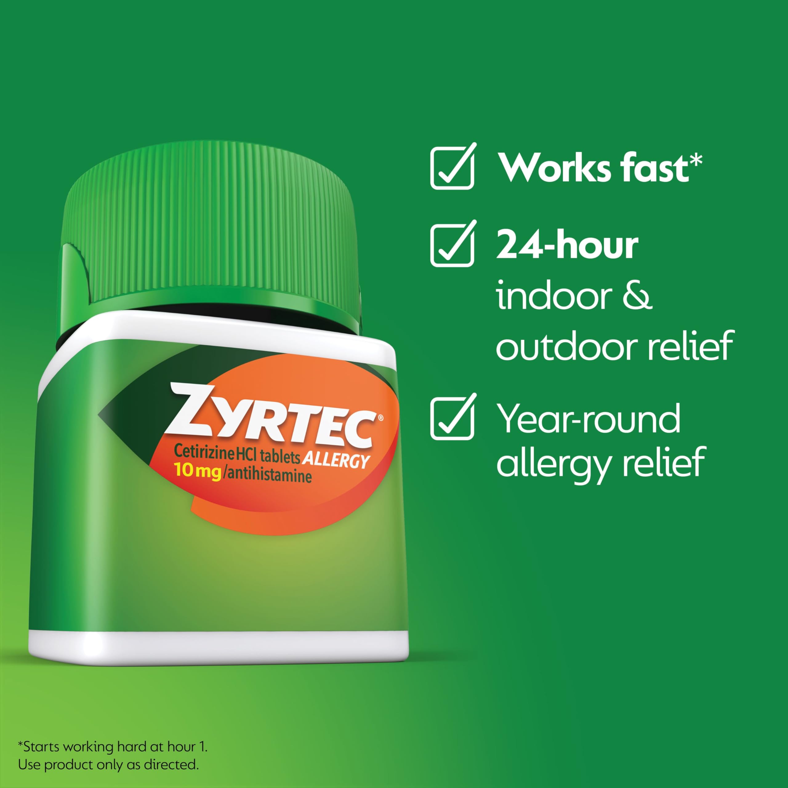 Étiquette Zyrtec 10 mg, dosage précis et facile à lire.