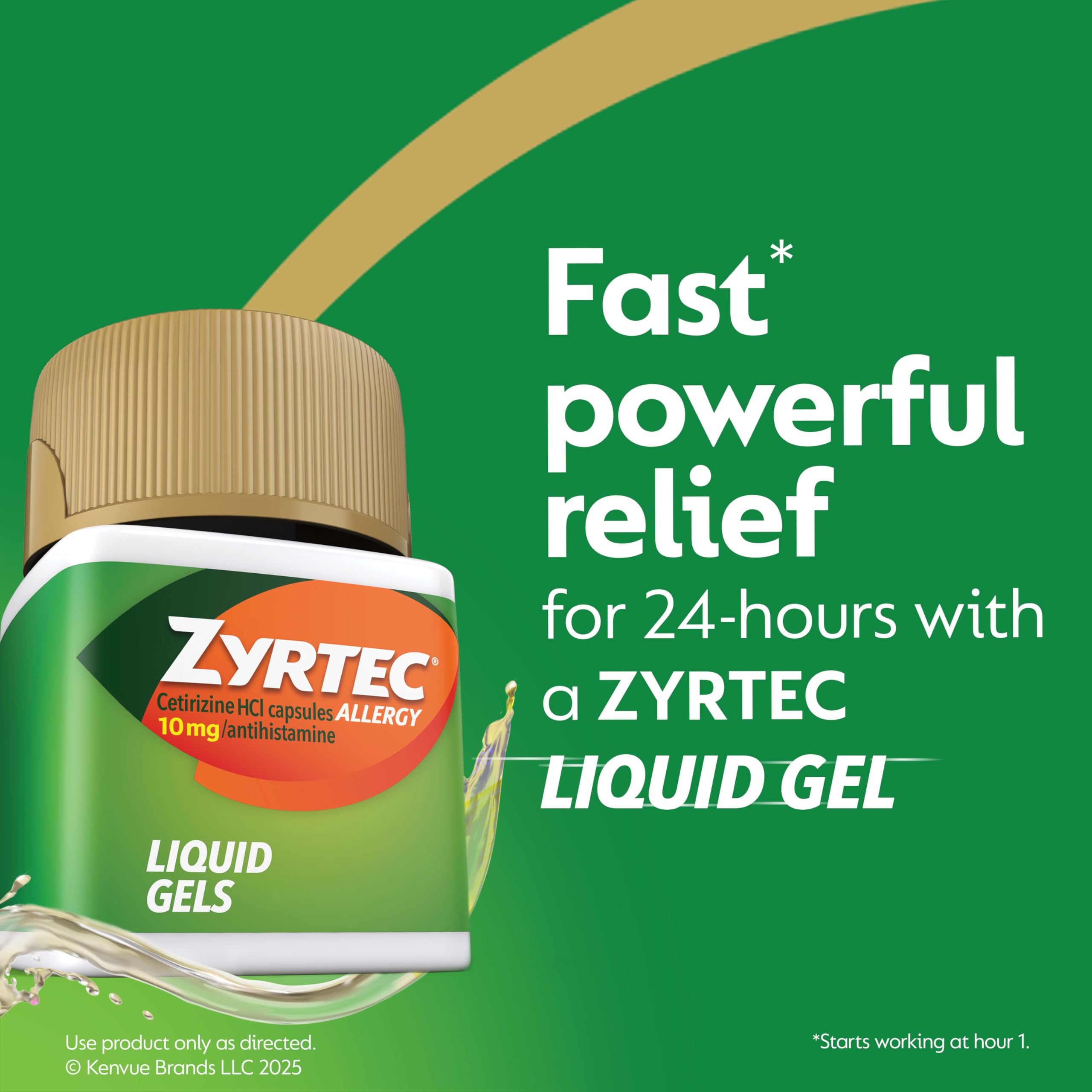 Etiquette Zyrtec cetirizine HCl, indique le dosage et l’usage