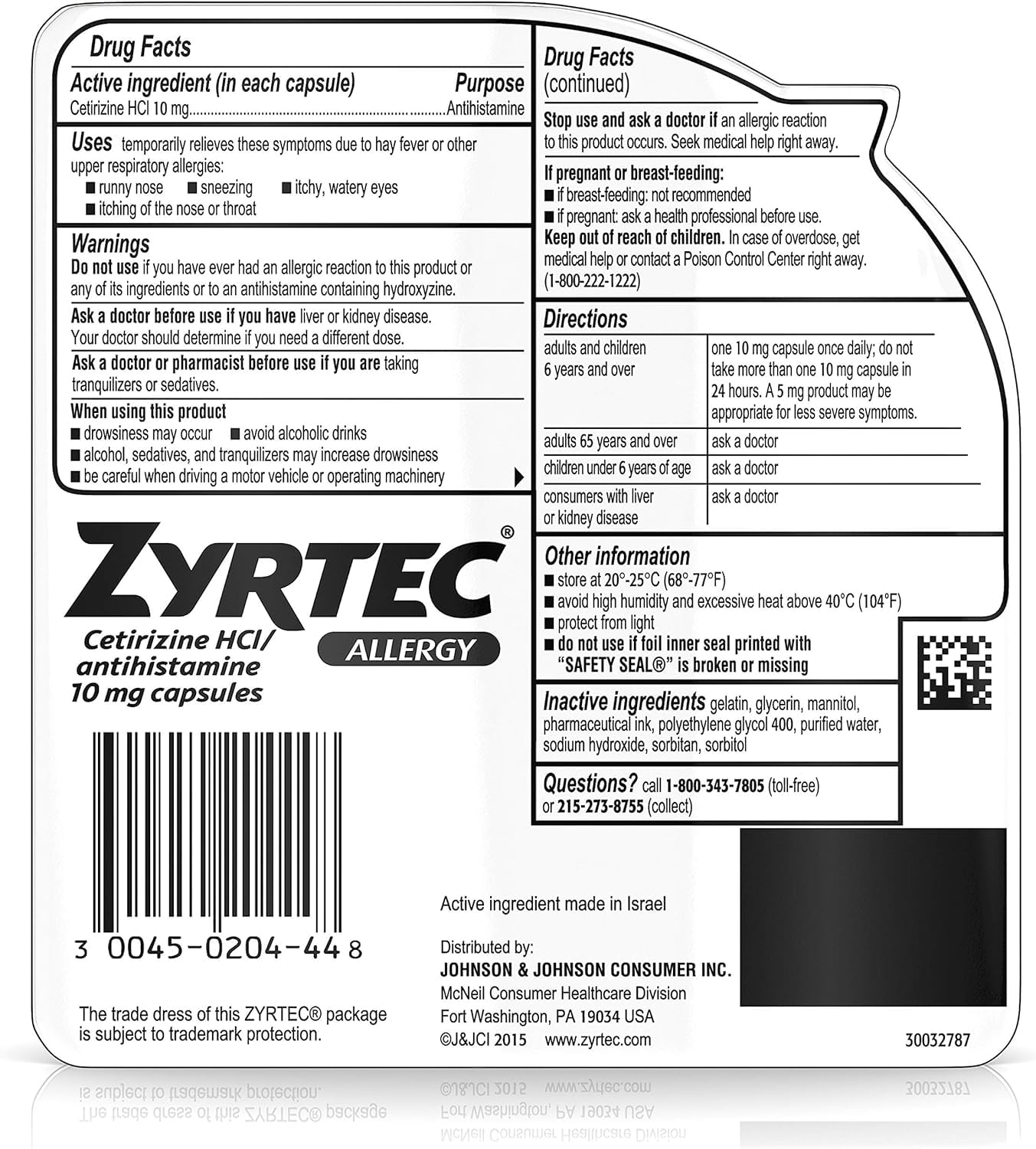 Zyrtec: format compact idéal pour le sac.
