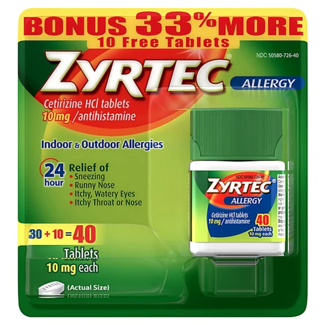 Zyrtec Paquet Avantage 40 comprimés: option pratique pour l'usage quotidien lors des allergies