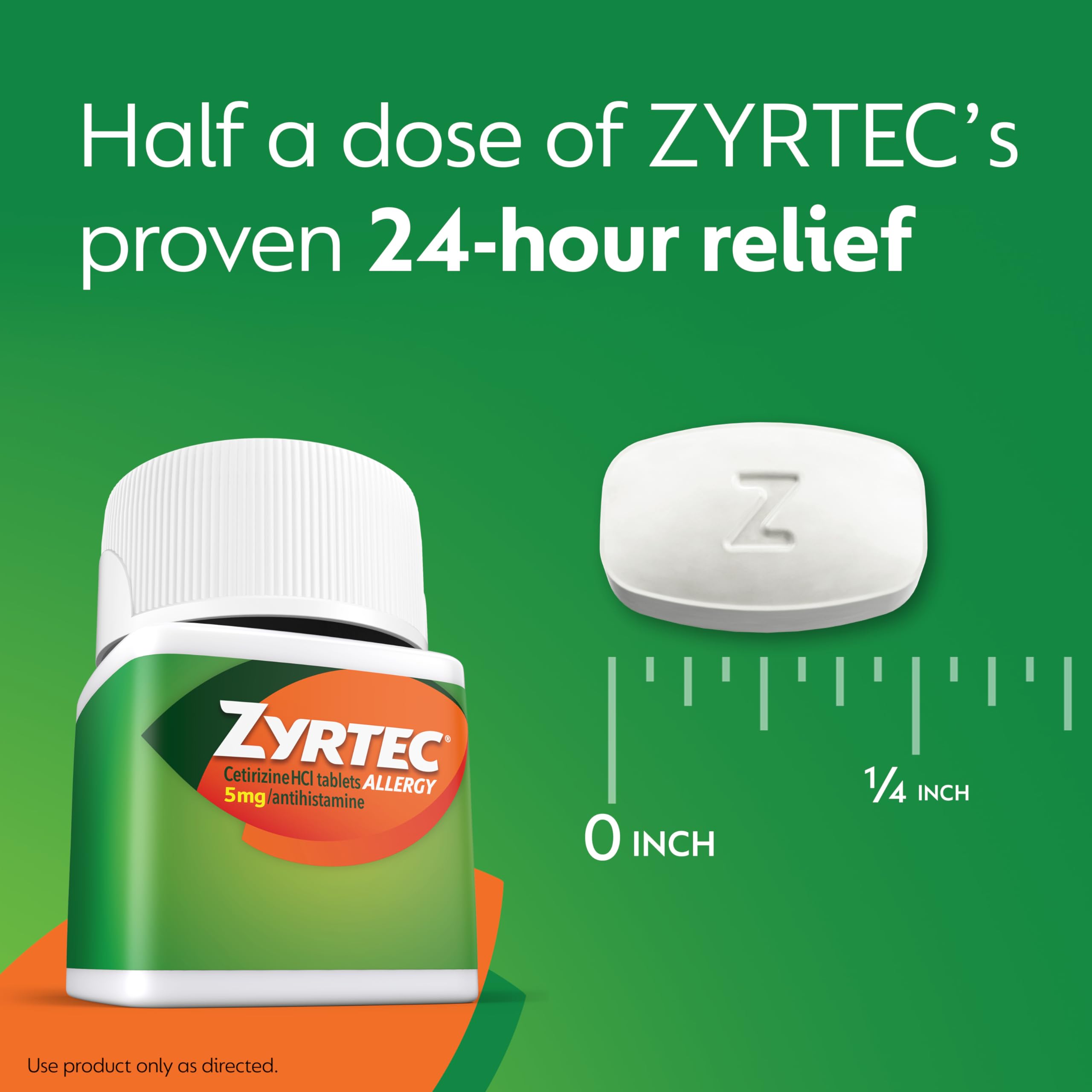 Soulagement 24h Zyrtec pour allergies intérieures et extérieures.