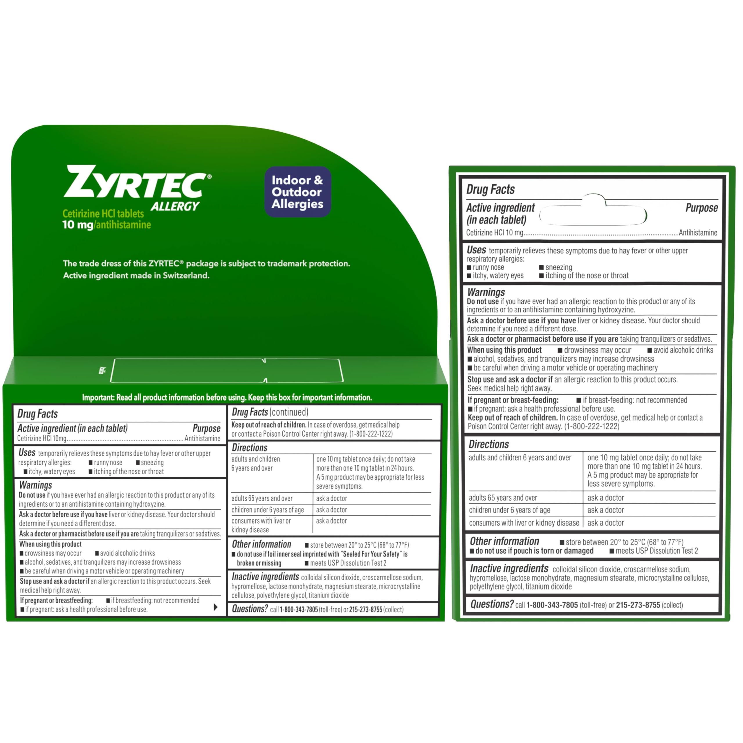 Usage quotidien possible avec Zyrtec pour les allergies quotidiennes.