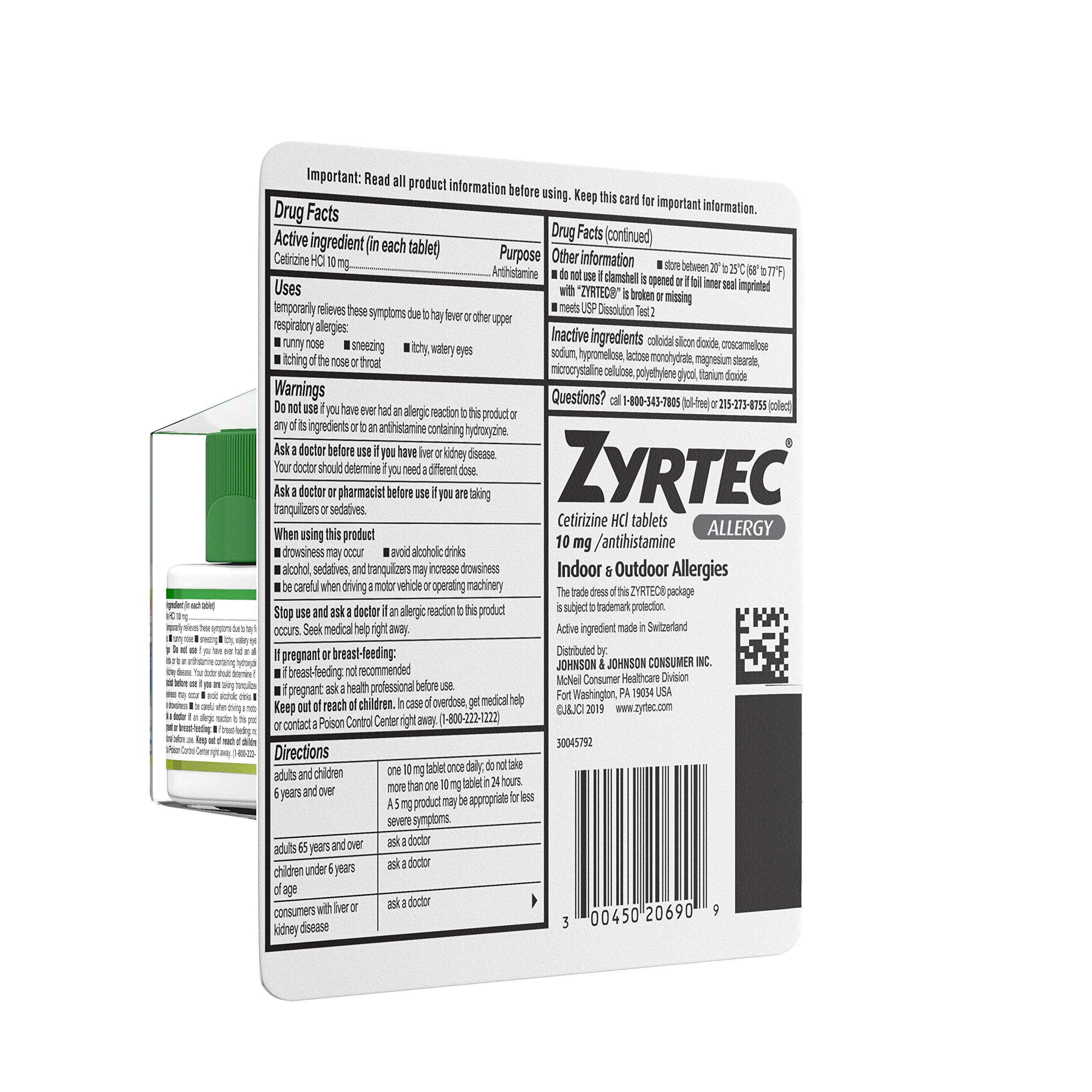 Zyrtec: soulage éternuements et démangeaisons lors des allergies.
