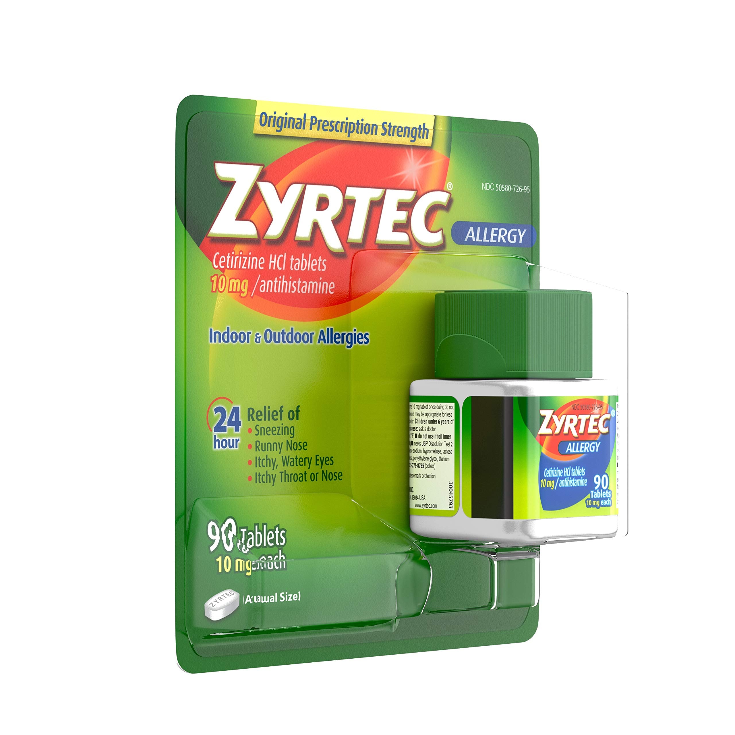 Zyrtec: tablettes de 10 mg prêtes à soulager les allergies.