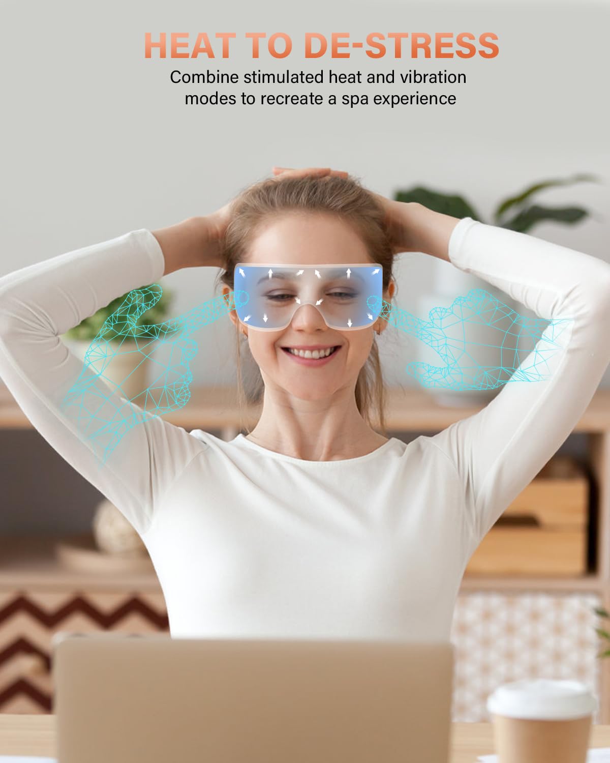 Conception pliable à 180° du masseur oculaire pour voyager.