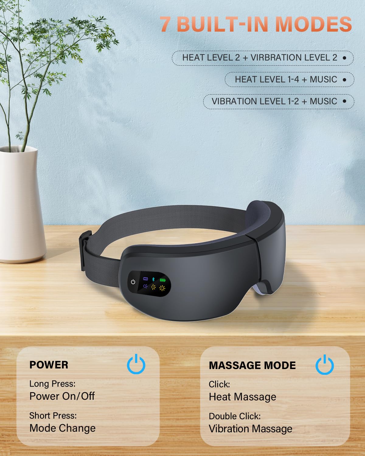 Masseur yeux ZZR SEVEN pliable à 180° pour le voyage.