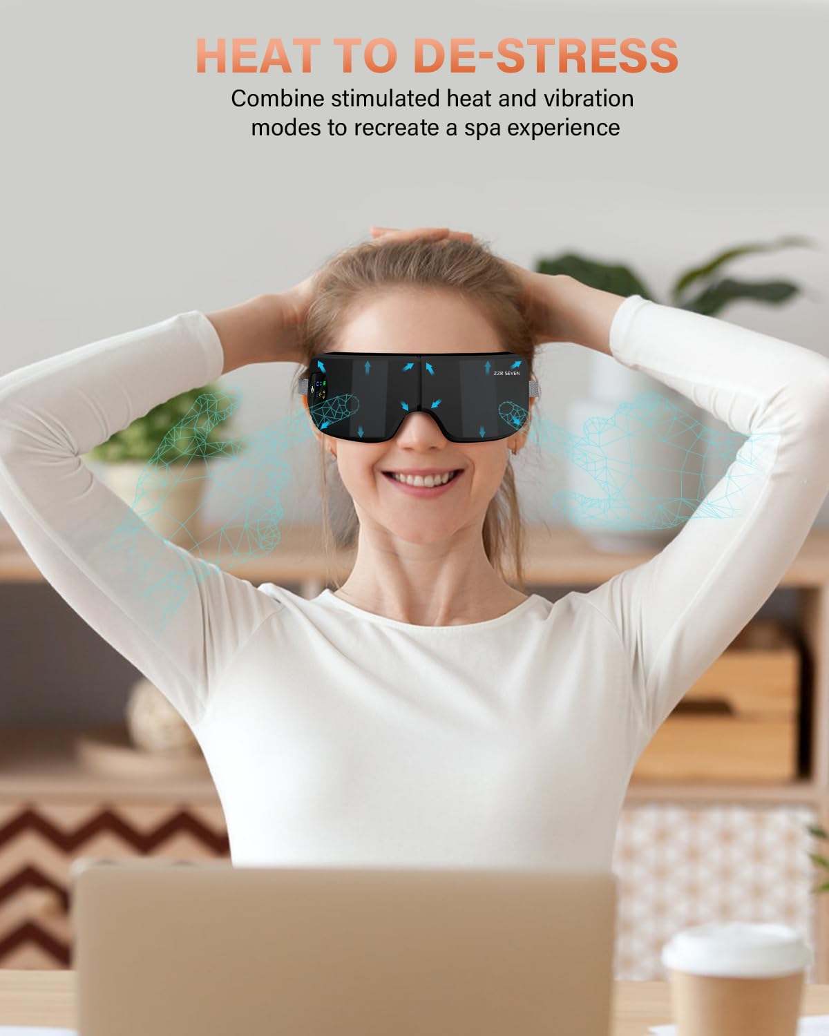 Masseur yeux ZZR SEVEN doté de connexion sans fil et musique relaxante.